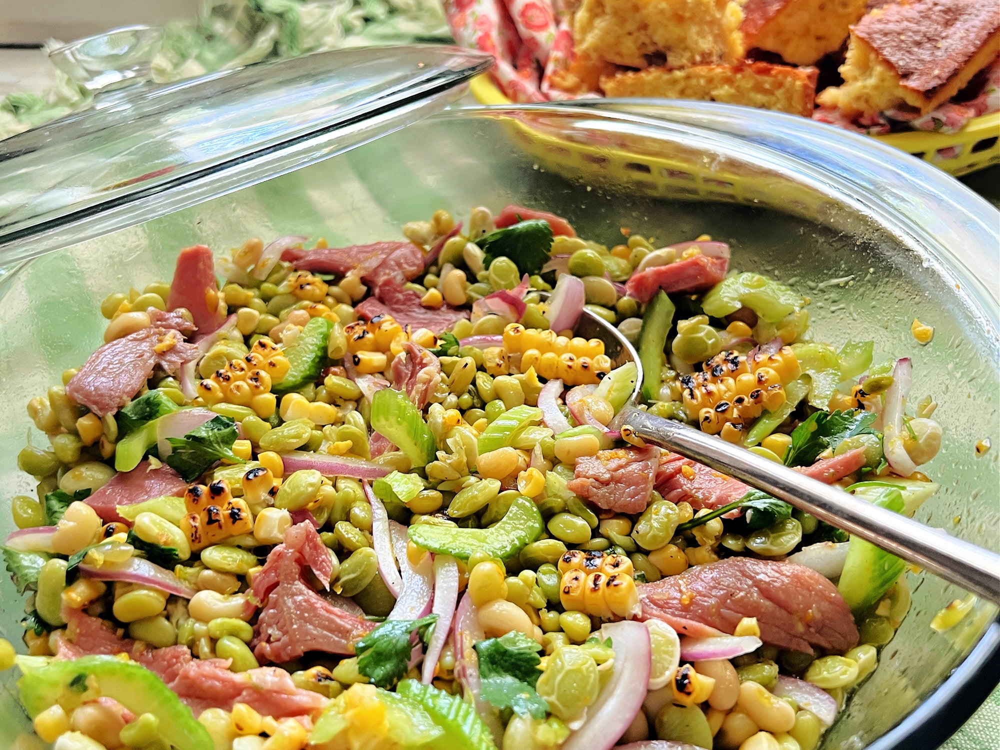 Summer Field Pea, Roasted Corn & Country Ham Salad