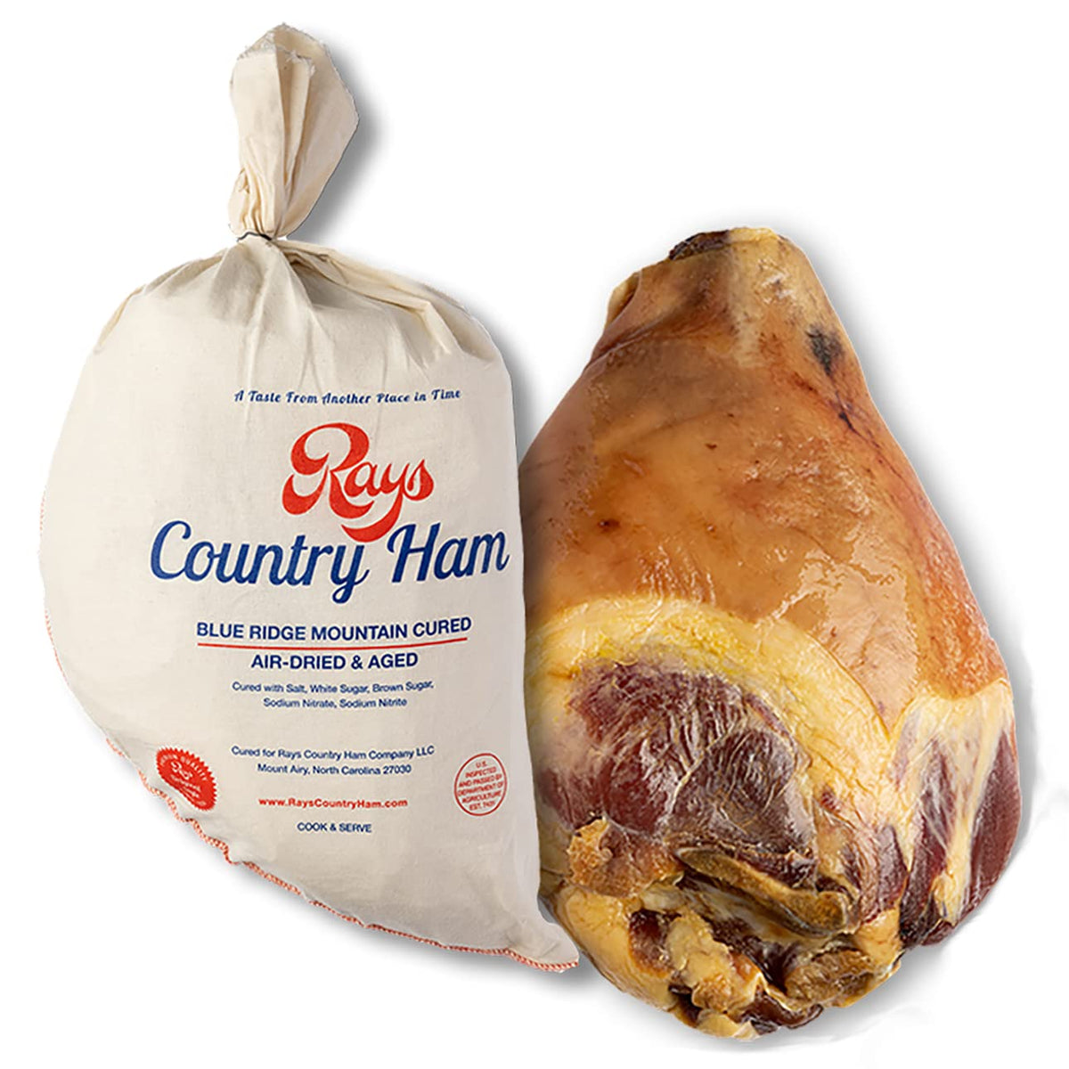 Rays Country Ham - 16 lb. - Whole Bone-in Country Ham - Blue Ridge Mountain Cured